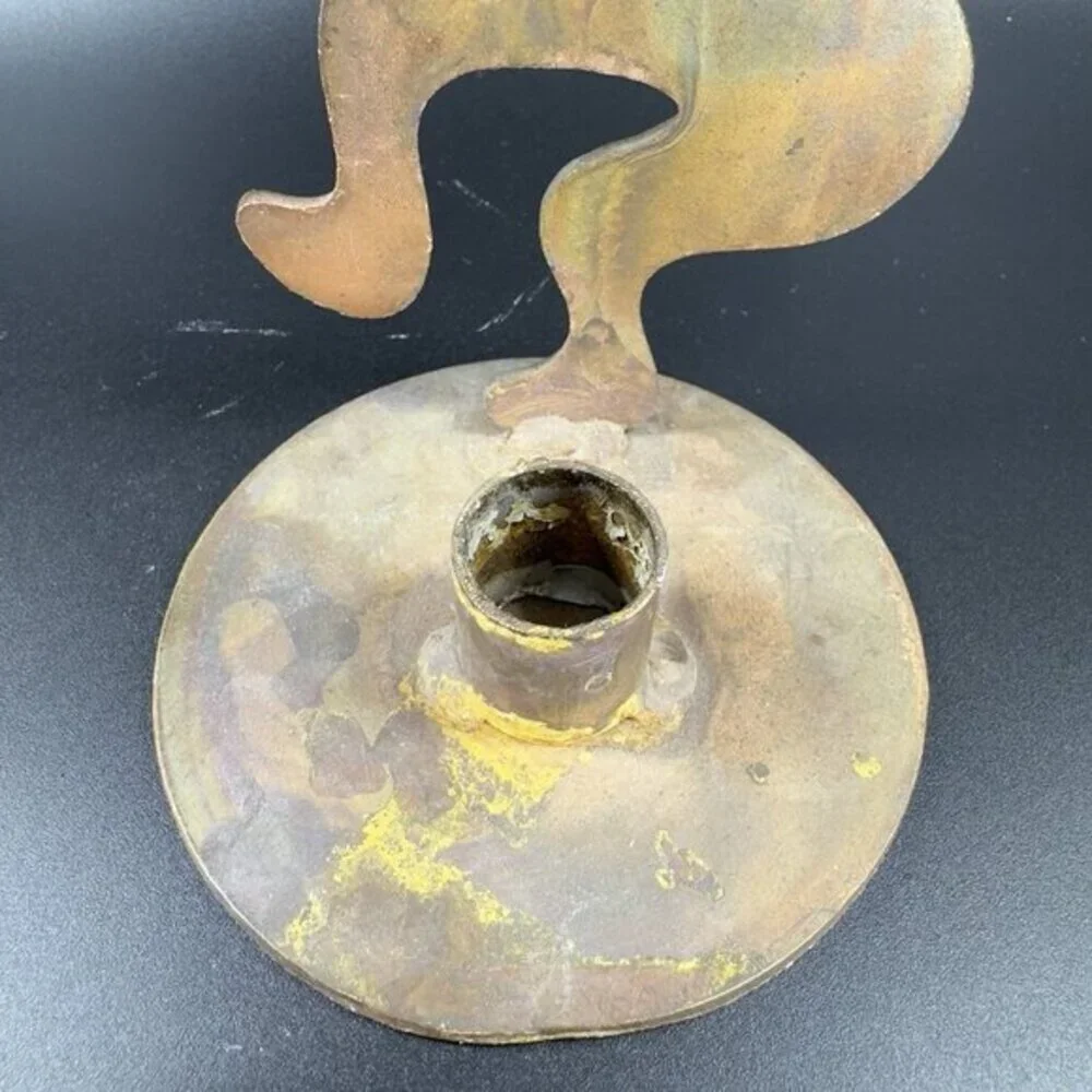 Kokopelli Flute Candle Holder Tea‎ Light Metal Brutalist Rusty Vintage Decor VTG